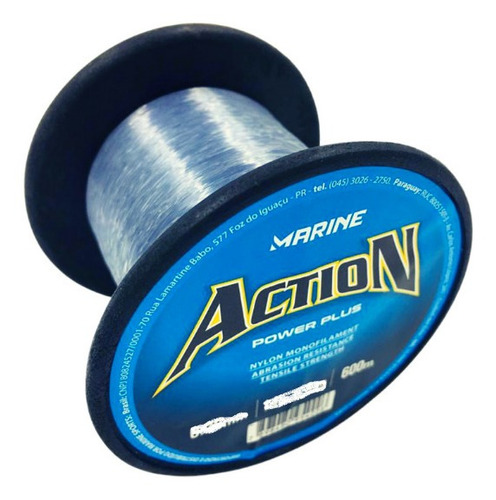 Linha Pesca Mono Marine Sports Action 0,37mm 23lbs 600m Cor Cinza