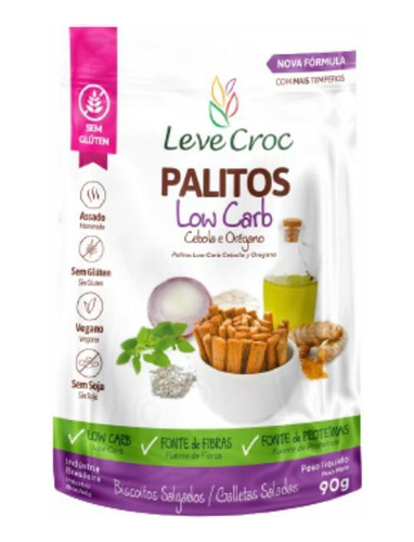 Biscoito Palitos Low Carb Cebola E Orégano Leve Crock 90g