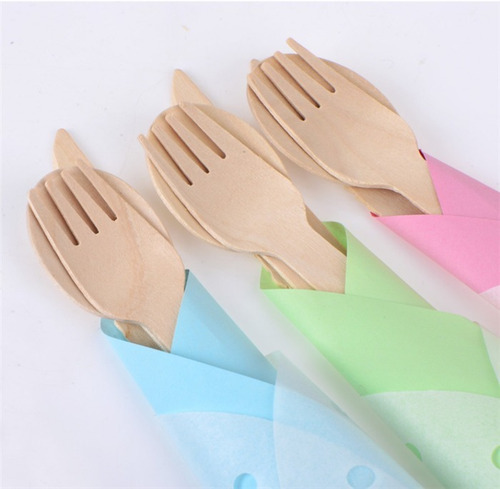96 X Cubiertos, Servicio De Madera Desechable Ecológico