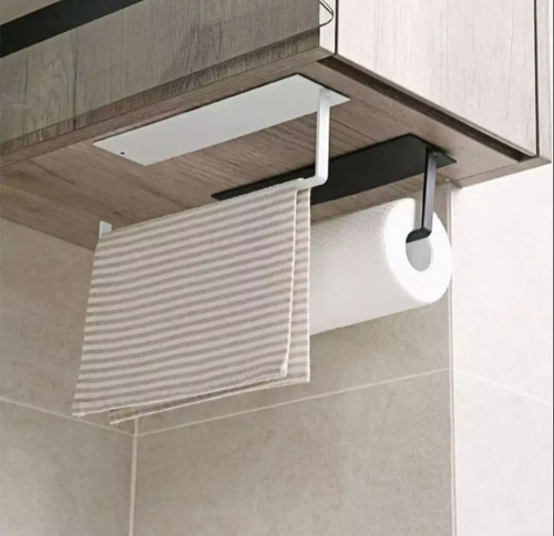 Imagen 6 de 9 de Soporte Porta Rollo Cocina Servilleta Gancho Estante Adhesiv