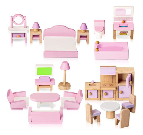 Muebles De Madera Para Casa Muñecas 22 U Montessori B143