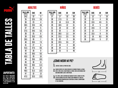 Puma tabla de talles deals