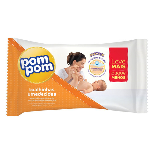 Imagem 1 de 1 de Toalhas umedecidas Pom Pom Premium 96 u