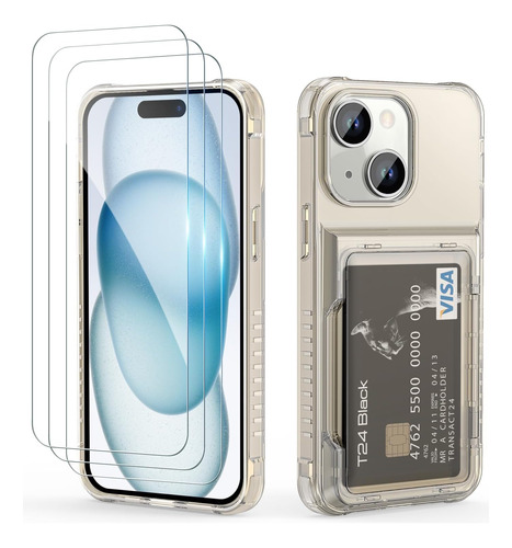 Vofolen Funda Tipo Cartera Para iPhone 15 Con 3 Protectores