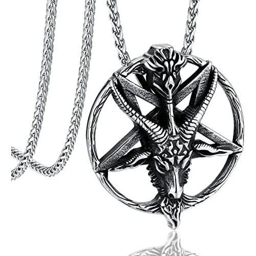 Bandmax Collar Satánico Baphomet De Acero Inoxidable Cabeza 