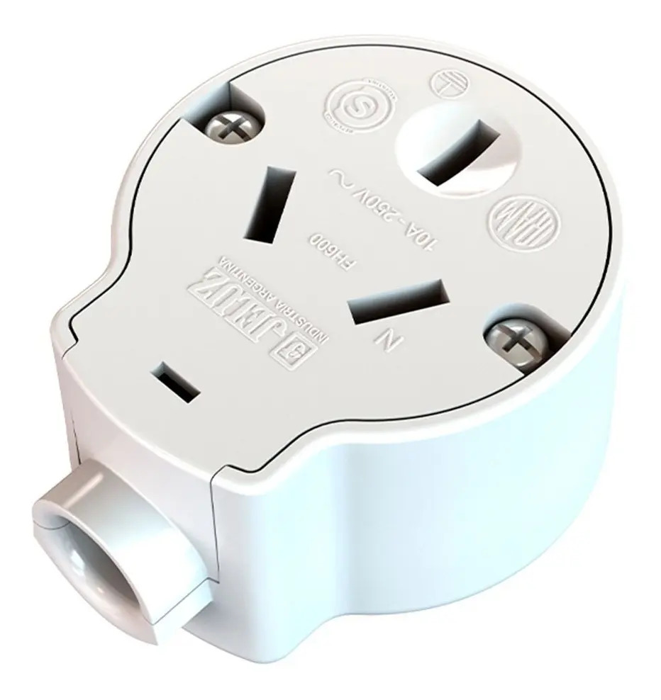Ficha Hembra Tomacorriente Jeluz 10A Lateral Blanco Pack x10
