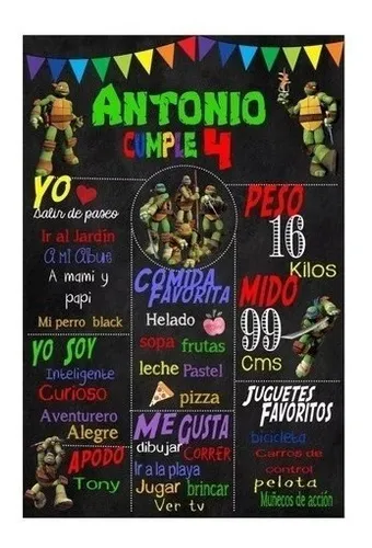 comprar Kit Imprimible Pizarra Tortugas Ninjas Con Textos Editables