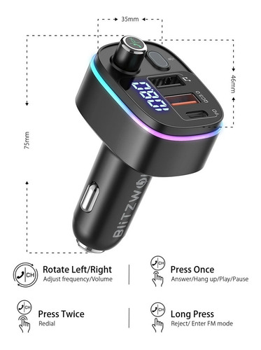 Adaptador De Carro Bluetooth 5.0 Transmisor Fm - Blitzwolf