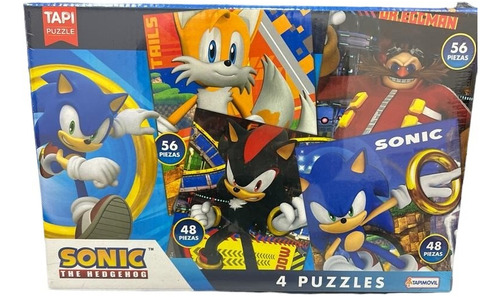 Juego De Mesa Rompecabezas Sonic 4 En 1 Nenes Nenas