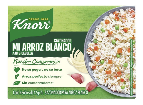 Sazonador Knorr Mi Arroz Blanco Ajo Y Cebolla 4 Sobres