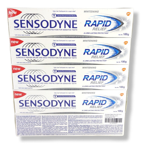 Sensodyne Rápido Alívio Pasta Blanqueadora Dental Pack con 5 unidades 100gr cada uno