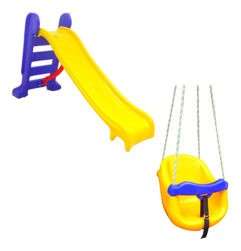 Kit Escorregador Medio + Balanço Bebe Playground Infantil