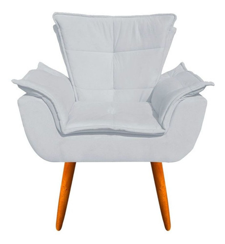 Poltrona Opala Com Puff Opala Suede D'rossi Cor Cinza