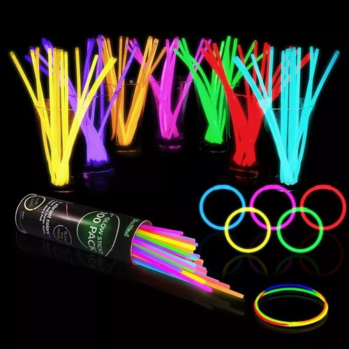 Pack 100 Pulseras Fluor Luminosas Para Celebraciones