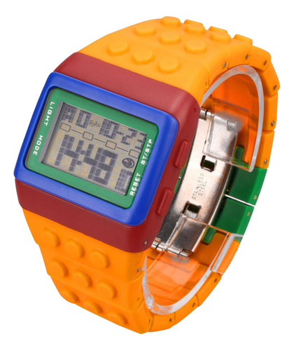 Reloj Led Niño Bloque Juego Cronometro Alarma Contra Agua Sh Color de la correa Amarillo mango