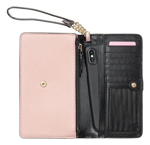 Cartera de mano y teléfono móvil Victoria's Secret con correa, color rosa, diseño de tela lisa