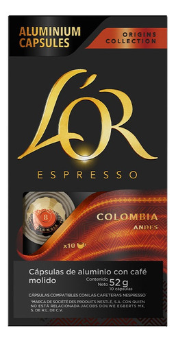 Cápsulas De Café Lór Espresso Colombia 10 Pz