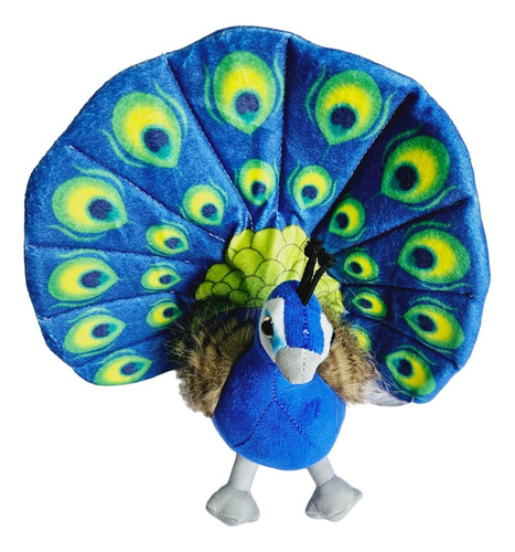 Peluche Pavo Real Realista Azul Bonito Recuerdo Zoológico 