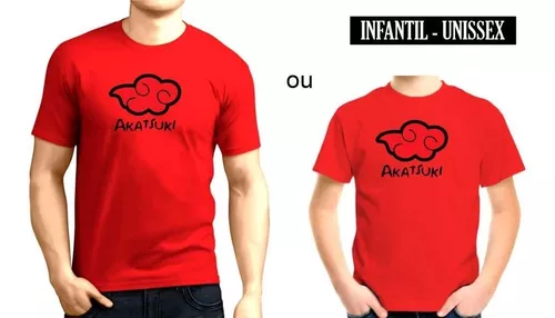 Camiseta akatsuki nuvem vermelha masculina personalizada