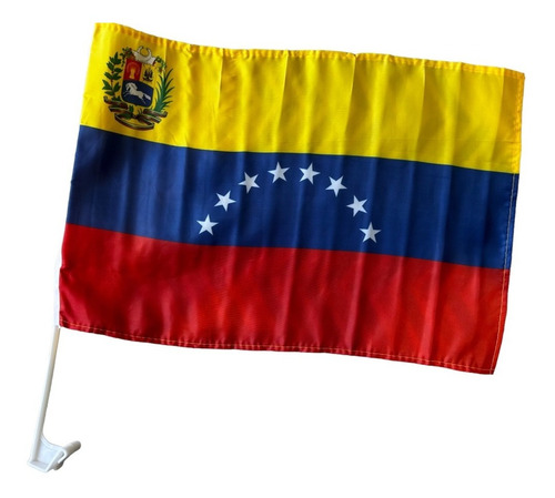 Bandera De Venezuela 8  De 45cm X 30cm Con Soporte Plástico 