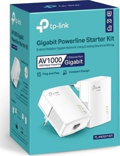 Imagen 1 de 3 de Adaptador Powerline Tp Link Kit Av1000 Gb Tl-pa7017p Kit