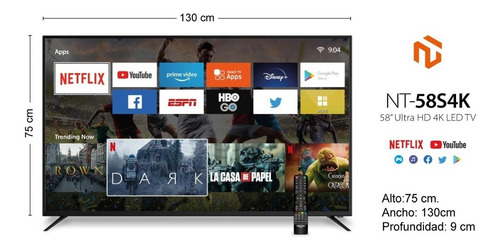 Televisor Smart Tv North Tech 55 Led 4k Wifi Netflix Netkey