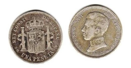 Moneda España De Plata  Año 1903 De 1 Peseta  Alfonso Xiii
