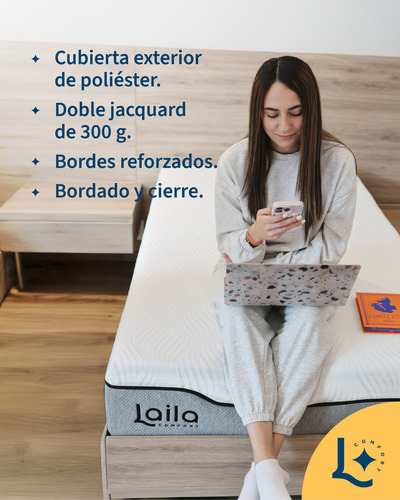 Colchon Individual De Espuma Memory Foam En Caja 100x190x24, Laila Prime