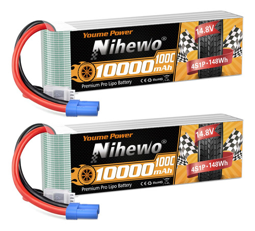 Nihewo 4s Lipo Bateria 14.8v 10000mah 100c Rc Bateria Ec5 En