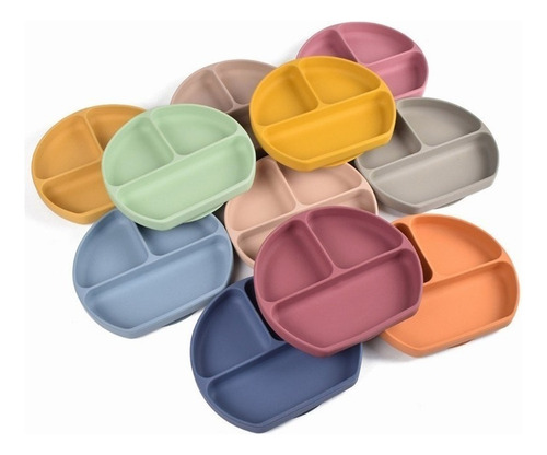 Kit Alimentação Bebê Silicone Prato, Babador, Garfo E Colher