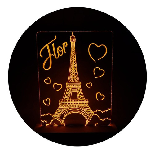 Lámpara Acrílico Led Torre Eiffel 220v Regalo