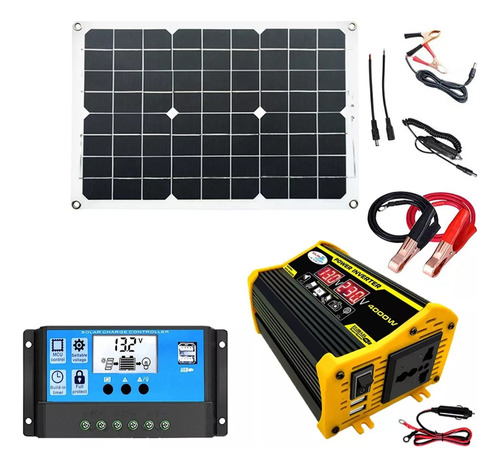 Kit De Panel Solar De 12 V Con Inversor De Corriente De 300