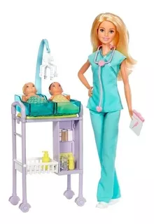 Barbie Doctora Pediatra Gemelitos Bebe Juegos Médicos Dhb63