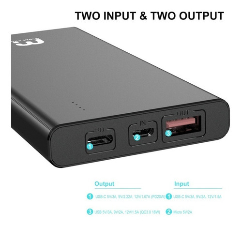 Imagen 4 de 4 de Batería Portátil My Bat Pro 10000mah 20w Color Negro
