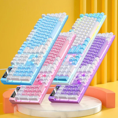 . . Luz Azul-branca - Teclado Gamer Com Fio Esculpido K500