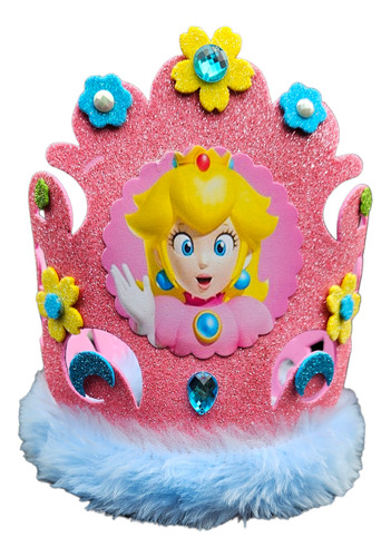 Corona Festejada Princesa Peach Cotillón Cumpleaños Mario 