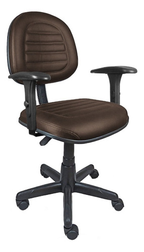 Cadeira de escritório Loja PegaPega Executiva ômega com costura em base giratória com braço regulável ergonômica  marrom com estofado de couro sintético