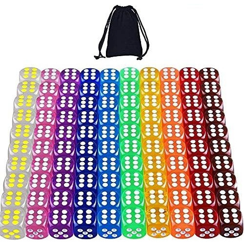 Dado Juego [100 Piezas] Juego De Dados De 6 Caras 10 Colores