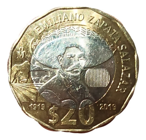 Moneda Conmemorativa 20 Pesos Emiliano Zapata 