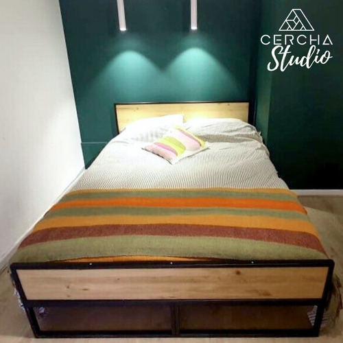 Cama 1 Plaza Ita Cercha Madera Reciclada Base Acero