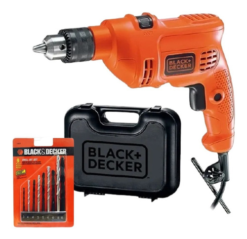 Furadeira Impacto 3/8 127v Tm500k Black + Decker + 9 Brocas 