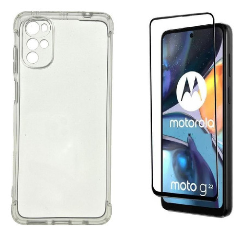 Funda antiimpacto y película de vidrio 3D para Motorola Moto G22