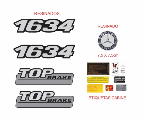 Adesivos Compatível Mercedes Benz 1634 Top Brake Emblema 74