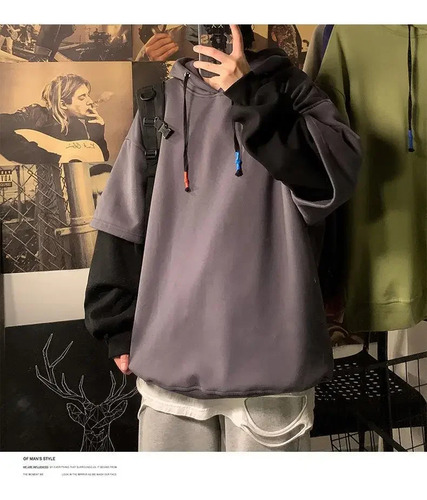Sudadera Con Capucha Y Bloques De Color Para Hombre - Trendy