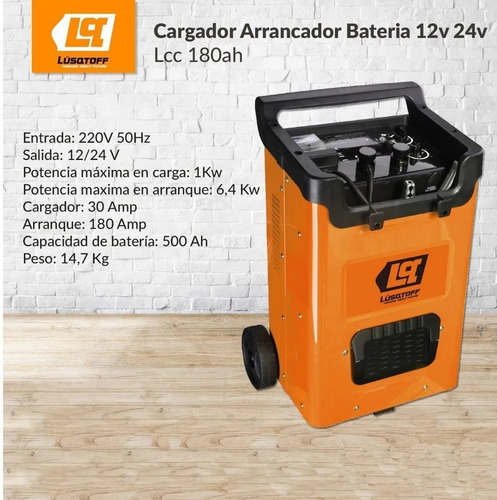 Imagen 5 de 6 de Cargador Arrancador Lusqtoff Bateria 12v 24v 180amp Lcc180