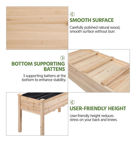 1 Maceta Elevada De Madera Para Horticultura De 48 X 24 X 30