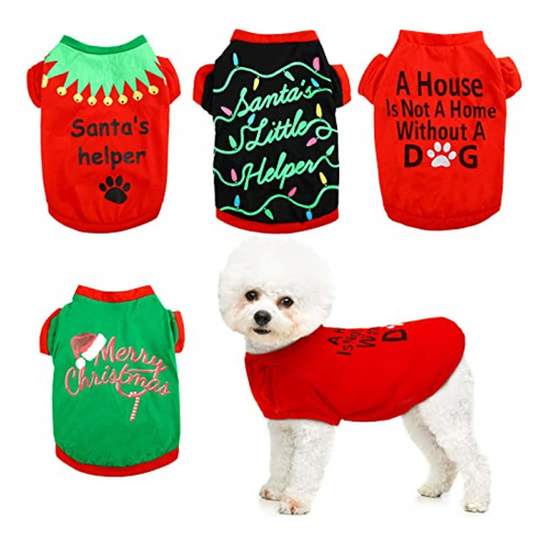 Ropa Navideña Para Perros 4 Piezas Suéteres De Navidad Para