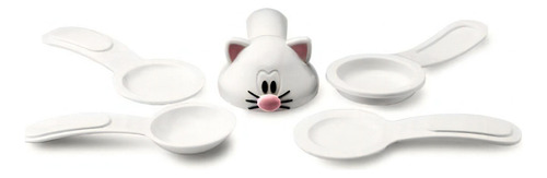 Juego de cucharas medidoras Hudson Kitten de 5 piezas, color blanco