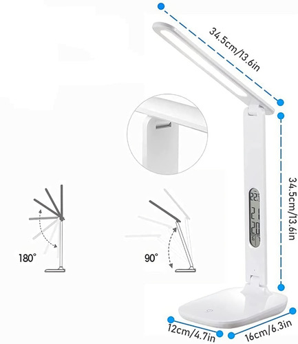 Lampara De Mesa Escritorio Con Pantalla Alarma Y Calendario.