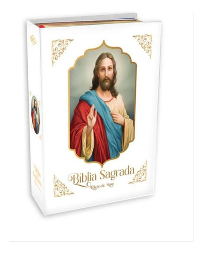 Bíblia Sagrada Luxo Com 880 Páginas Sendo 64 Páginas Coloridas De Imagens Sacras - Caba Branca